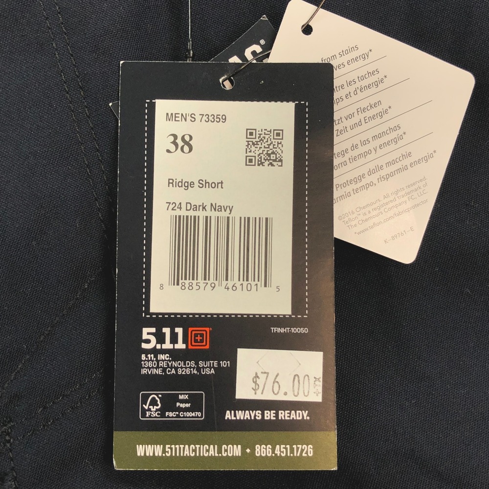 NEW 5.11 Tactical Ridge Cargo Short Mens 38x10 Navy Blue Stretch Utility Apex - Picture 6 of 16